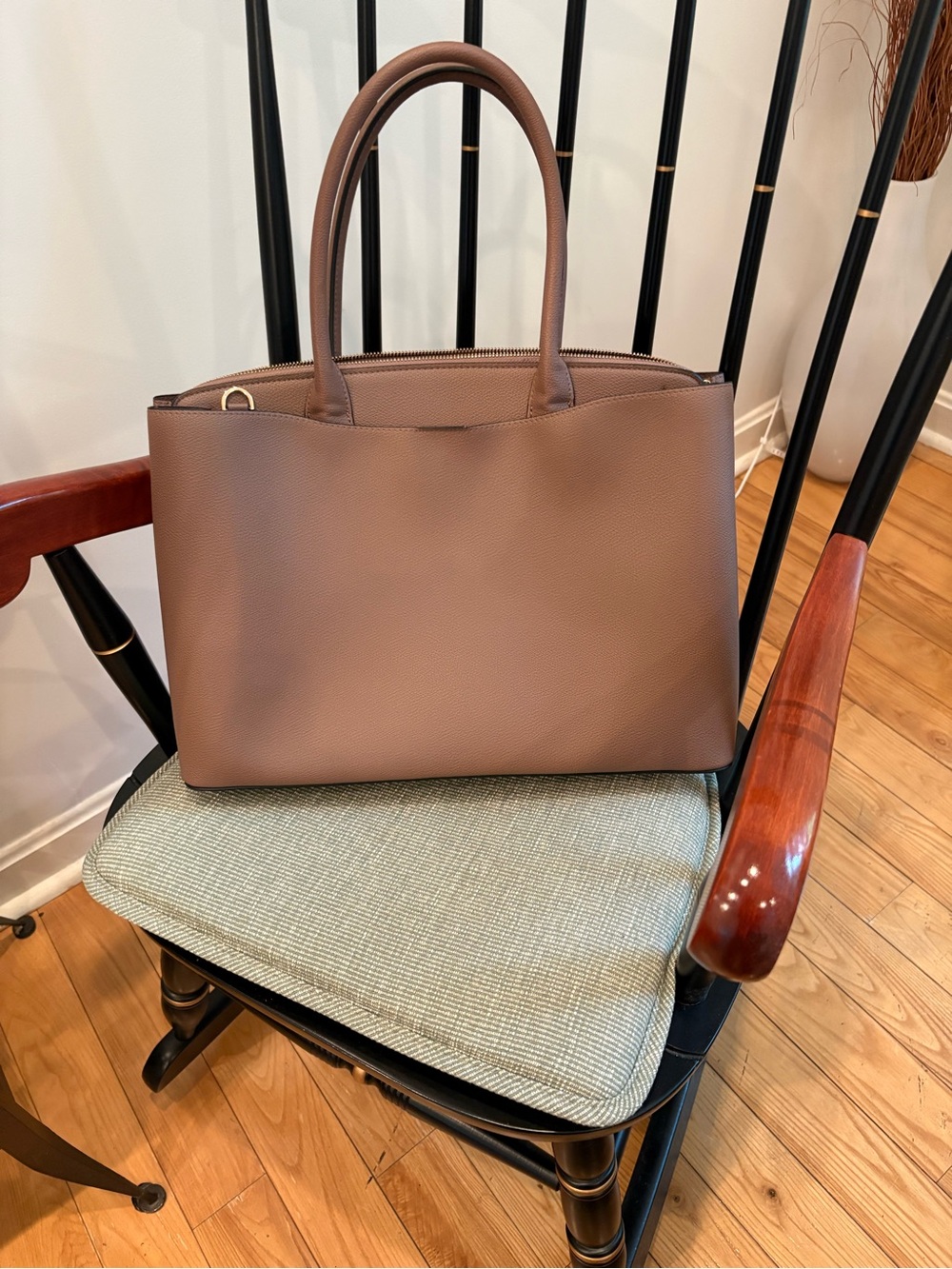 a new day Brown Tote with Gold Hardware